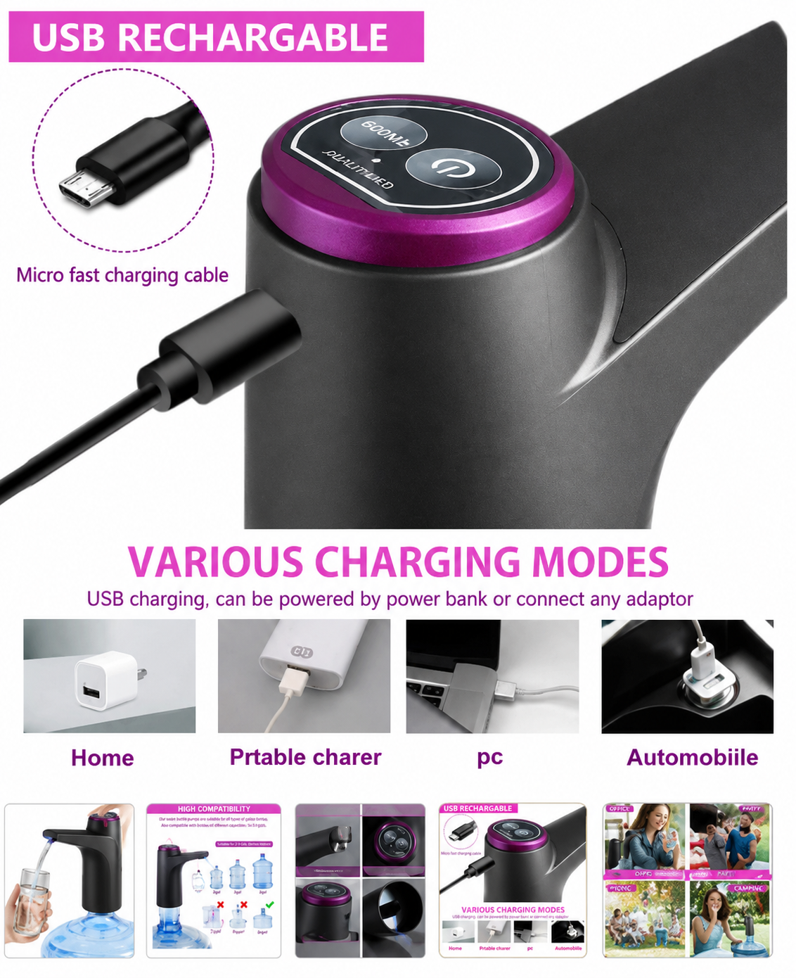 Automatic Water Dispenser Pump – USB Rechargeable | Free UAE Shipping