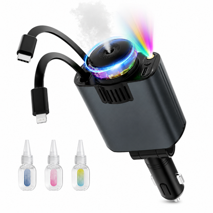 5 in 1 Smart Car Charger with Fast Charging & Retractable Cables | Free UAE Shipping