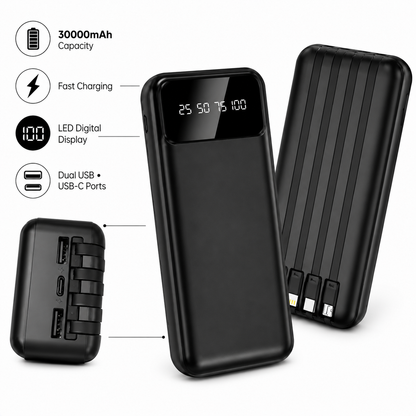 30000mAh Fast Charging Power Bank with LED Display | Free UAE Shipping